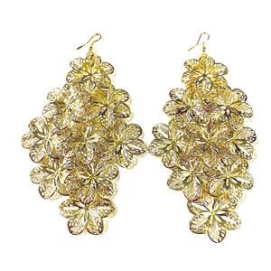 Gold Flower Stacked Drop Earrings NEW. Lots of movement